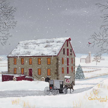 Winter, Christmas, White Horse, Mill