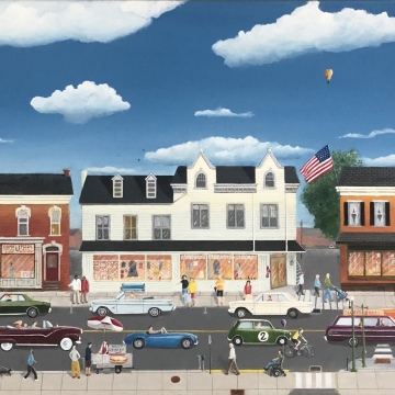 Print: Lititz Classic Car Cruise - Panel #2 -   6" x 12"  Framed Giclee Canvas Print